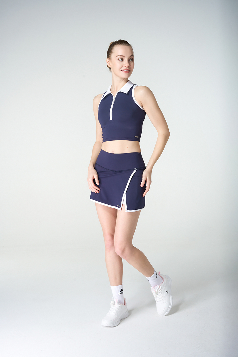 Hi Stretched Tennis Crop Zip Tank And Skirt with s