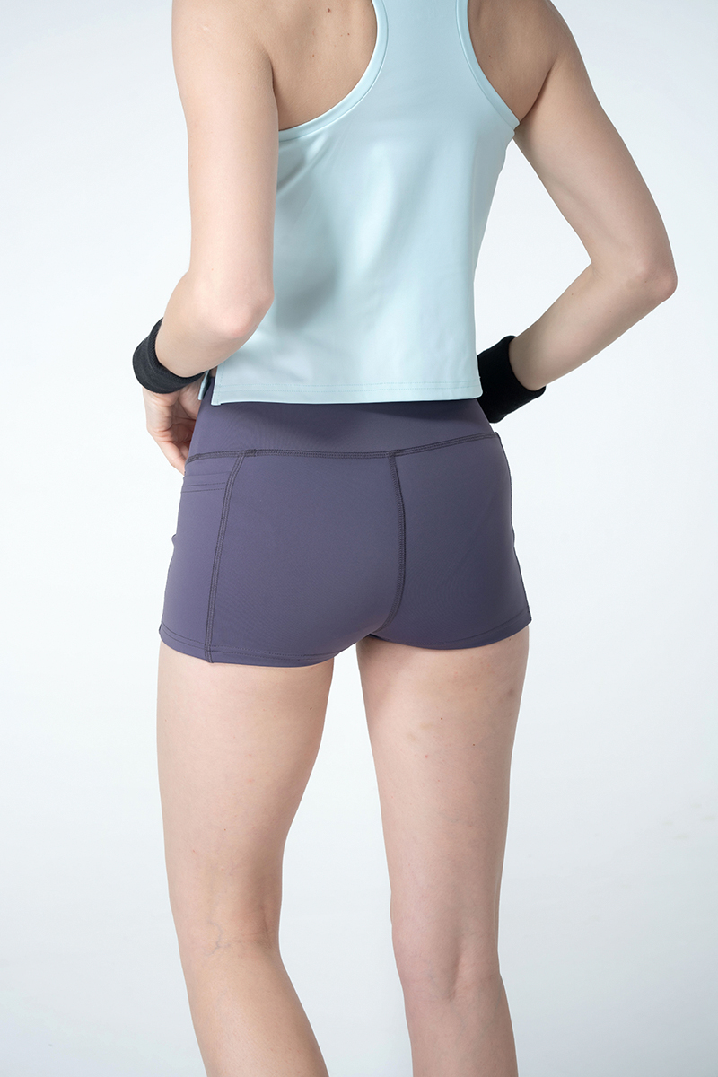 Hi Streched  Cropped Top And High Waisted Shorts  Legging  With Side Pocket Sets